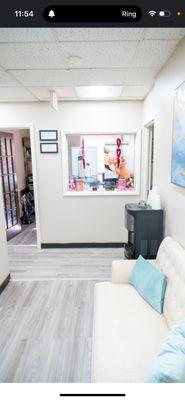 Waiting area for massage client's