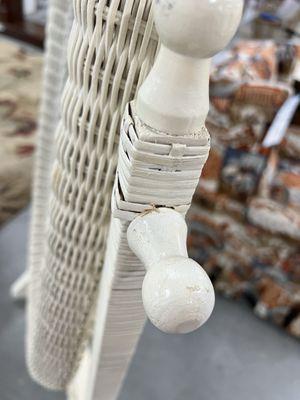 Broken wicker on an old mirror priced $295