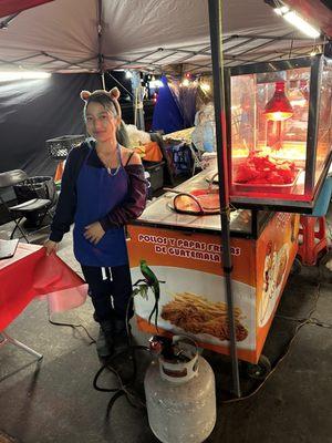 Pop up stand with the crispiest chicken ever.