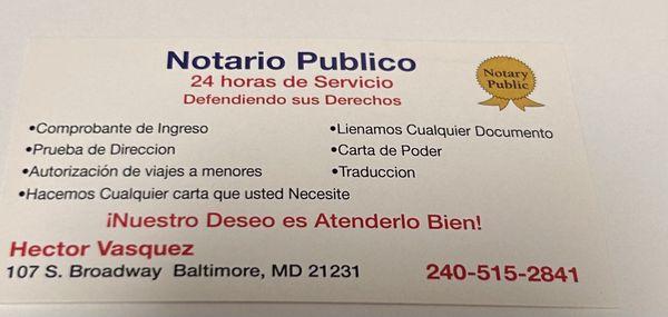 Notary services in Spanish and English
