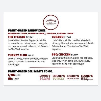 Menu from their IG