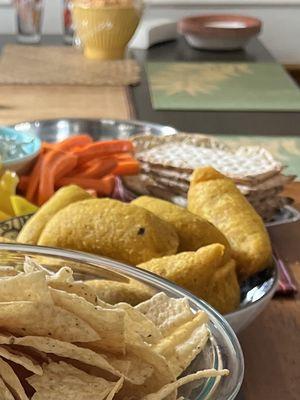 chicken empanadas added to our spread at the get together, delicious