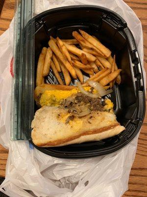 Gristle, overpriced and hard fries.