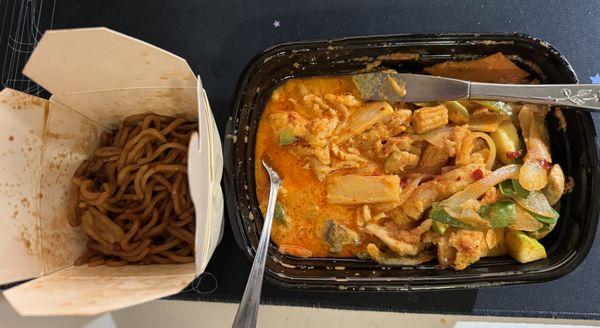 Red Curry Chicken + lo Mein