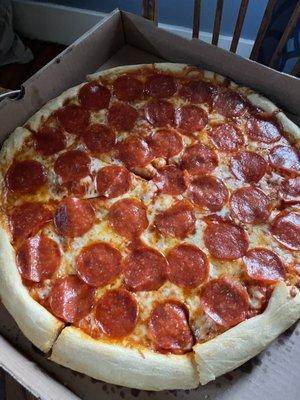 Large pie with pepperoni