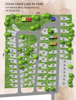 Cedar Creek Lake RV Park Map