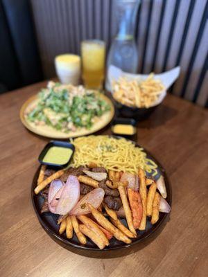 MANGO LYCHEE TEA CREME BRULEE COFFEE GARLIC NOODLES LOMO SALTADO (BEEF) GOLDEN PEAR SALAD