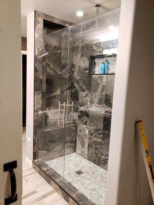 Custom French shower doors