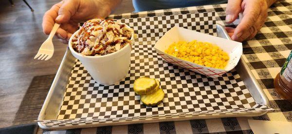 BBQ Sundae and corn