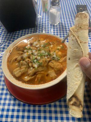 Menudo with home made tortillas
