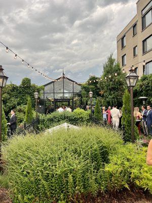 The rooftop garden and atrium.