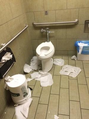 An entire store full of cleaning supplies and this is what the toilets look like..? And no toilet paper or soap--a particularly bad combo.