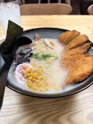 tonkotsu ramen with chicken katsu