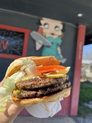 Double American with cheese ~$10