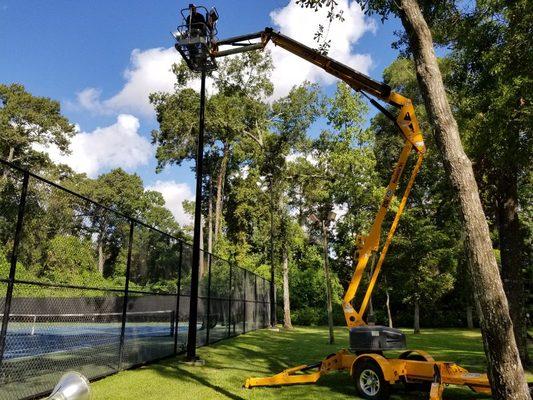 LED tennis court lights, retro fit from 1000W Metal Helide.