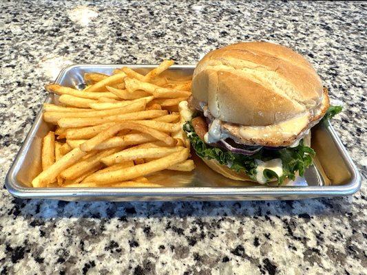 Grilled Chicken Sandwich with Fries - Mmm!