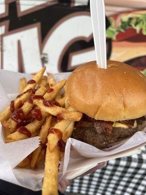 Bacon the law (no lettuce or tomato) and fries