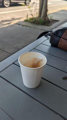 Custom drink: 2 shots of espresso with a splash of almond milk