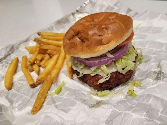Spicy Chicken Sandwich and fries