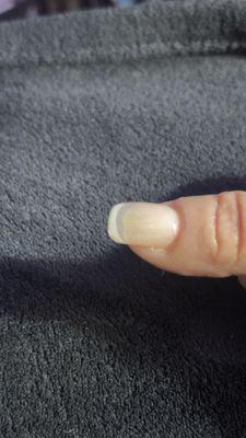 You shouldn't be able to see a transparent nail with a French nail service. There wasn't enough color put on the nail.