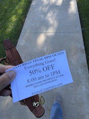 Showing closure before 1pm