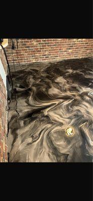 This is a metallic black and white floor