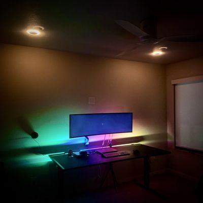 Office setup with dimmable nightlighs