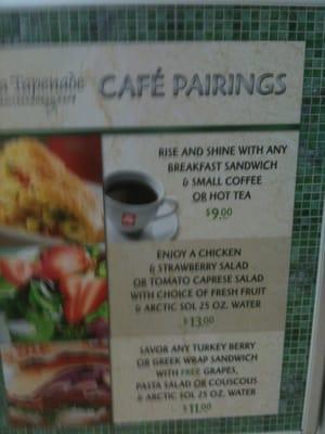 Shows illy coffee cup, but the don't serve illy espresso or cappuccino, just regular coffee! I went to Mexican place instead.