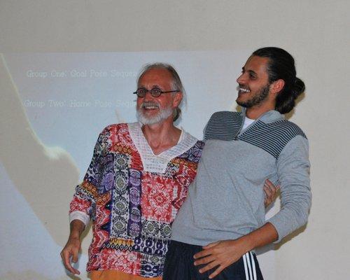 Sharing a humorous moment in a workshop.