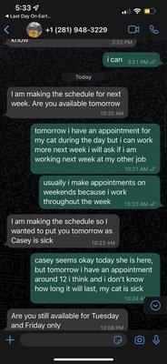 I would ask for more hours before he would make the schedule and I told him all the days I could or couldn't work.Still only gave me 2 days.