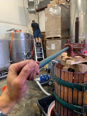 Here we are, making wine.