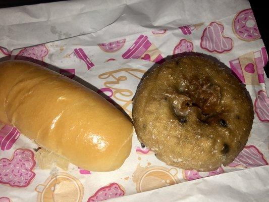 Small kolache and blueberry cake donut.
