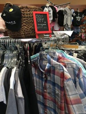 Sale rack inside, these men's shirts caught my eye.