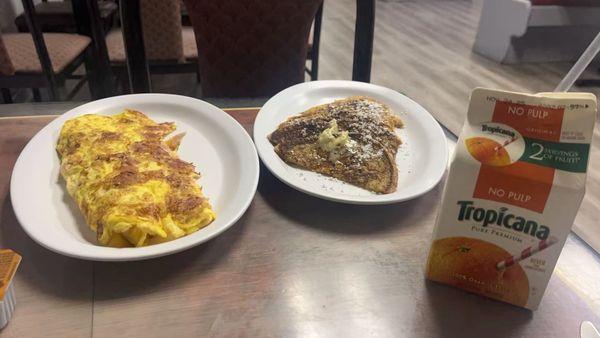 Ham and cheese 14. Ham Omelette 2. French Toast Tropicana Orange juice carton