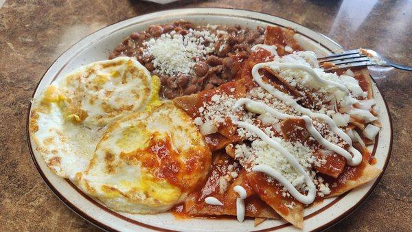 Chilaquiles with red sauce, they are delicious They are open from Wednesday-Monday (Closed on Tuesdays) hours: 7 a.m - 3p.m