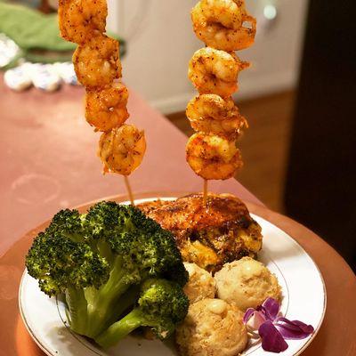 Stuffed Chicken Breast and Shrimp Stacks