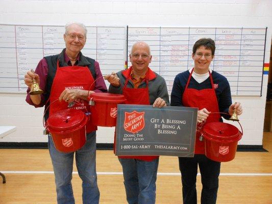 Me, my wife (Tina) and her Dad (Walt). Salvation Army Bell ringing.