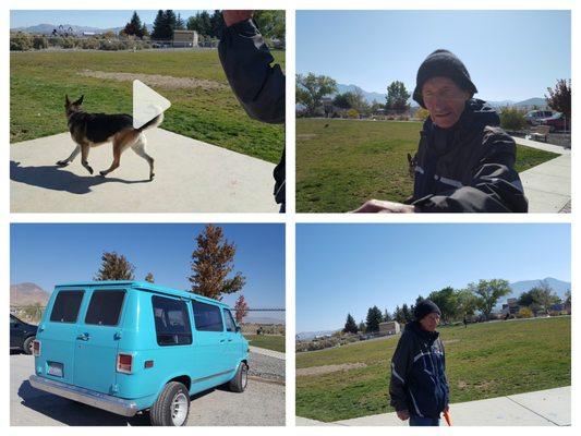 This man bullied and attacked my elderly mom in her walker along with his dog snapping on two small dogs prior. Beware if you take your dogs