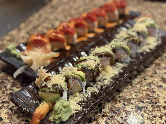 Hulk and Firecracker sushi rolls