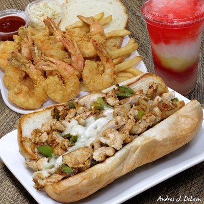 Jumbo Shrimp Dinner, Philly Chicken & Lemonade