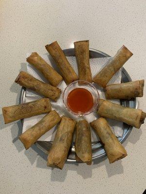 Vegan egg roll with chili sauce