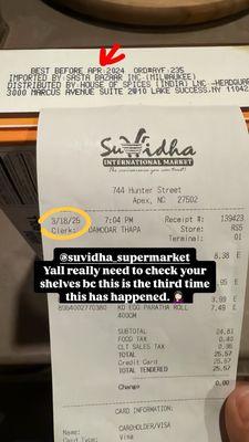 Date of purchase. Best before date.