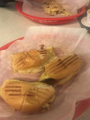 Bacon, egg and cheese on mini "croissants"