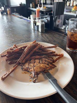 Hen named Louisiana and sweet potato sticks