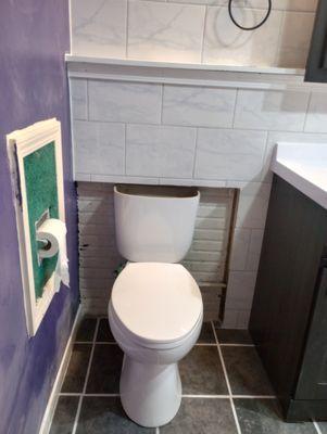 As you can see, there is no room for the toilet tank lid. John offered to fix for an additional cost and made me feel this was my fault.