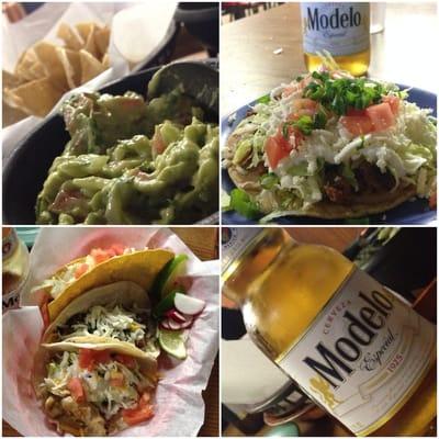 Guacamole, Tacos, Tostada, and an ice cold Modelo to wash it all down! MMM!