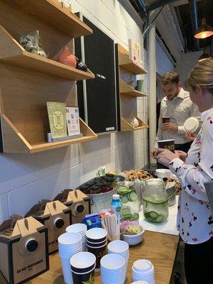 Coffee and pastries from local businesses.