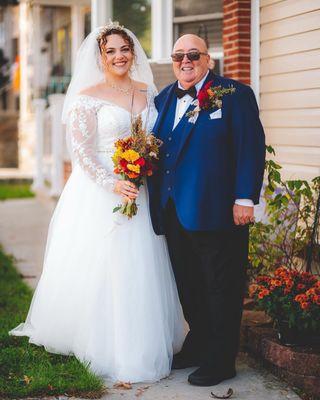 The bride and proud poppa