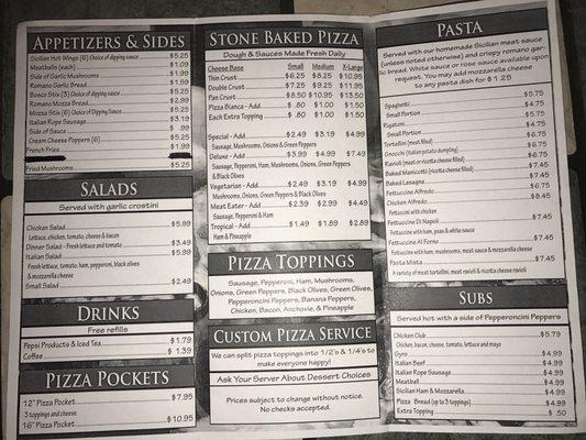 Full menu