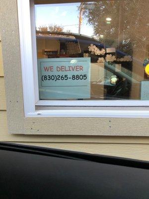 Delivery information at the drive through window.
